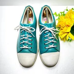 アキレス SORBO レザー スニーカー 本革 バイカラー グリーン 23cm