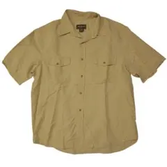 【極上の清涼感】エディーバウアー リネン混 半袖 ワークシャツ ベージュ L