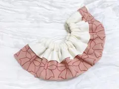 フリルスタイ（大きなリボン柄の刺繍生地➕ダブルガーゼ）3624