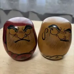 創作こけし 義雄作 だるま 2体セット 木製