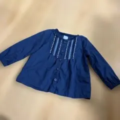 可愛い！baby gapネイビー 刺繍付き 長袖シャツ 18-24m