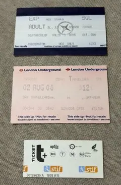 海外ヴィンテージ　イギリス・フランス 鉄道・地下鉄 切符チケット 3枚セット