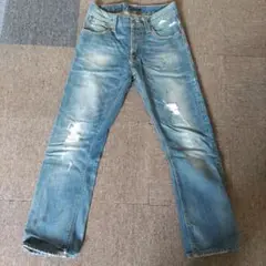 ダメージ加工 ライトブルーデニムジーンズ