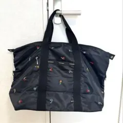Ferlieden ボストンバッグ 花柄刺繍 ブラック