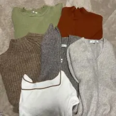 ニット・セーターセット（グリーン・オレンジ・ブラウン・ホワイト）