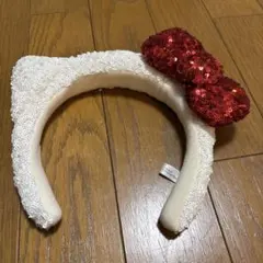 即発送可　ハローキティ スパンコールカチューシャ 赤リボン