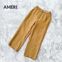 AMERI アメリ【S】ワイドパンツ ストライプ ゴムウエスト マスタード