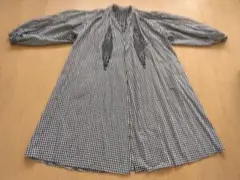 【美品】白黒ギンガムチェック 長袖シャツワンピース・チュニック サイズ free