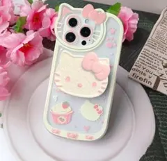 iPhone 14Pro用ピンク カートゥーン スマホケース キックスタンド付き
