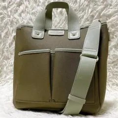 サマンサタバサ キャンバスデザイン 合皮スクエア トートバッグ 小サイズ カーキ