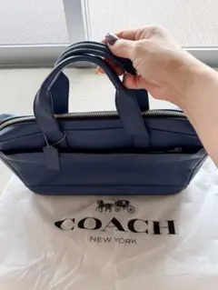 COACH レザー ビジネスバッグ ネイビーのサムネイル