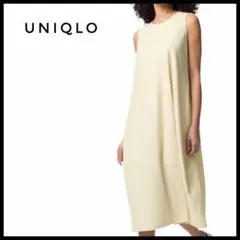 【UNIQLO】ノースリーブ ロングワンピース M アイボリー ポケット付き