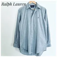 ラルフローレン 90's YARMOUTH 長袖シャツ ロゴ刺繍 グレー M~L