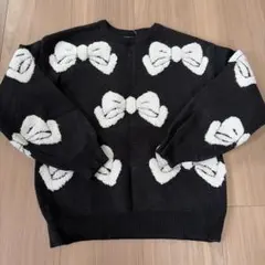 SHEIN キッズ リボン柄 セーター ブラック