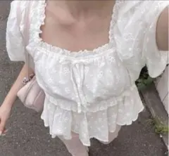muguet flower cotton peplum blouse ミュゲのサムネイル