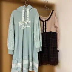 専用　水色フード付きドレスとカーディガンセット