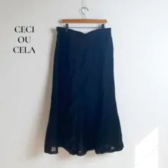 セシオセラ【9】スカート フレア ミモレ丈 ウエストゴム r287