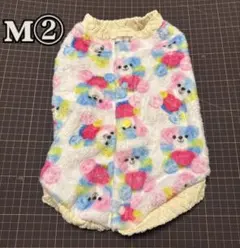 バックオープンベスト　くまカラフルファー　Mサイズ② 犬服ハンドメイド　現品のみ