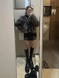 ファークロップドジャケット グレー