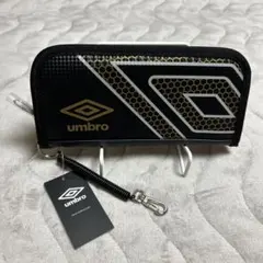 【未使用】　アンブロ　長財布　 リール付　ジッパー　黒／ゴールド