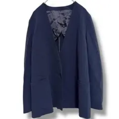 リエス Liesse ボタンレスジャケット F ネイビー ノーカラー カジュアル
