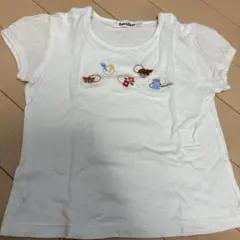 familiar 刺繍入りホワイトTシャツ