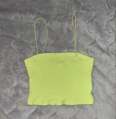 H&M リブ編みライムグリーンキャミソール