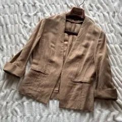 【美品】ANAYI　アナイ　リネン　ノーカラージャケット　38　ベージュのサムネイル