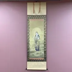 美品 掛け軸 西陣織 那智の滝 観音出現図 太巻き付 西国三十三所