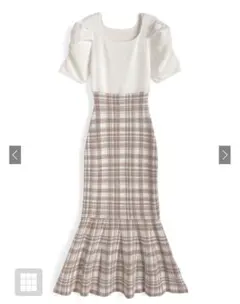 GRL チェック柄切替マーメイドニットワンピース