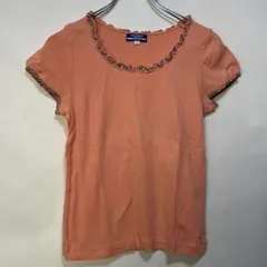 BURBERRY ブルーレーベル　フリルネック Tシャツ Mオレンジピンク