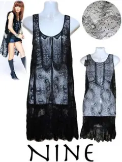 雑誌掲載✴︎新品ナインNINE 総レースドレス ロングベスト ジレワンピース 黒