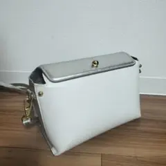 PotioR ショルダーバッグ ハンドバッグ 2way ホワイト シルバー