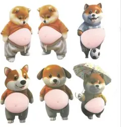 おなかぷにぷにシール 柴犬 マシュマロシール ぷくぷくシール6枚 3D 即曰発送
