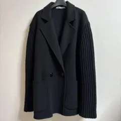 セオリーリュクス　美品　ポンチョ　コート　ブラック　黒　ニット　38号のサムネイル