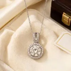 3ct モアサナイト ネックレス 1粒 ダイヤ 大粒 S925 プラチナ 仕上げ