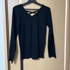 SHEENA 長袖 リブカットソー バッククロス