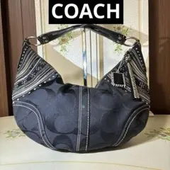 COACH ホーボー ワンショルダースタッズ バッグ 黒