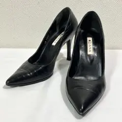 美品◎DIANA/ダイアナ クロコ型押し パンプス 23.5 黒