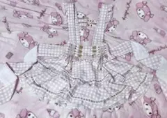 LIZLISA リズリサ はしごリボンギンガムティアードスカパン ピンク