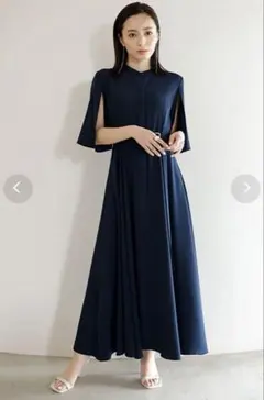 anuans スリットスリーブフレアワンピース （NAVY）
