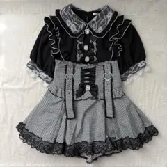 地雷 ノエミー ブラウス リボン ラッフルフリル ハート スカパン セットアップ