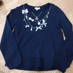 anyfam ネイビー 長袖カットソー 130 リボン
