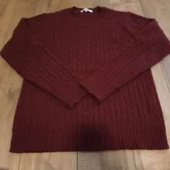 relume バーガンディ ケーブルニット セーター L
