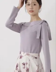 PROPORTION BODYDRESSINGサイドリボン総針ニット ラベンダー