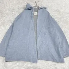 組曲　KUMIKYOKU 2 ライトブルー フード付きニットパーカー L