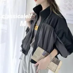 classicalelf M 軽量ナイロン異素材 スタンドカラーブルゾン