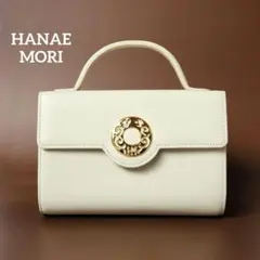 《美品》HANAE MORI ハナエモリ フォーマル サークルロゴ ハンドバッグ
