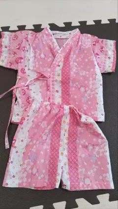 ピンク 花柄 甚平 女の子 90cm