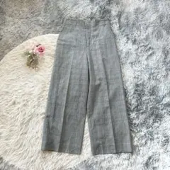 LAUTREAMONT グレンチェック ワイドパンツ 40 グレー オフィス